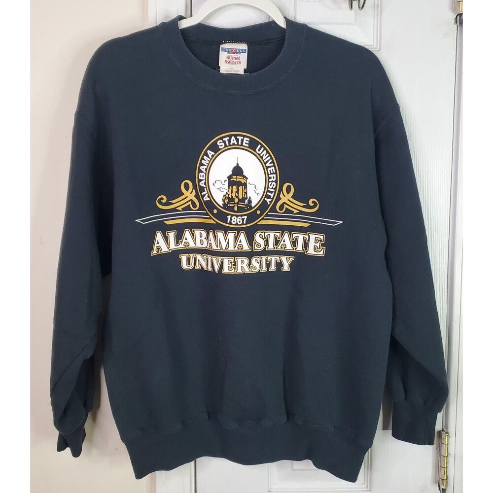 Vtg 90s Alabama State University Jerzees Super Sweats Sweatshirt Medium Black